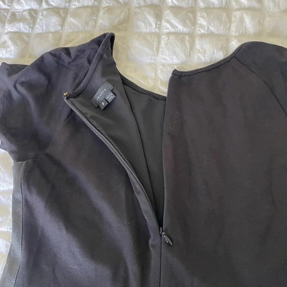 Theory black Mansa leather stripe knit shift dress - Picture 7 of 8